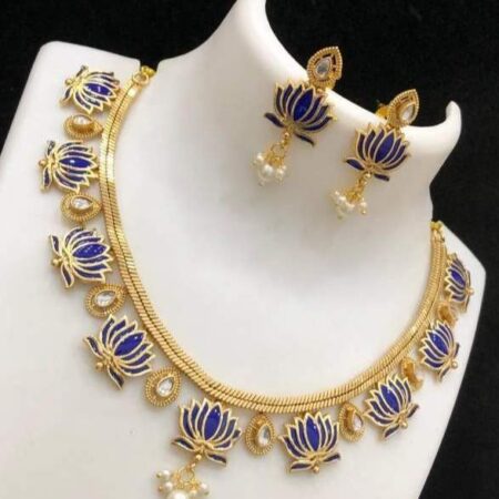 Lotus Necklace set - BLUE
