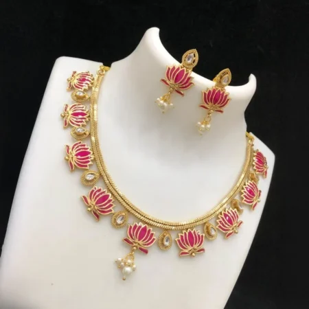 Lotus Necklace set - MAGENTA