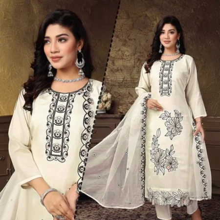 Salwar-Ivory embroidery