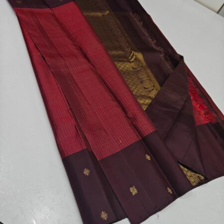 Pure Kanchipuram saree - Orange-brown