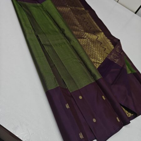 Pure Kanchipuram saree - Sage green-brown